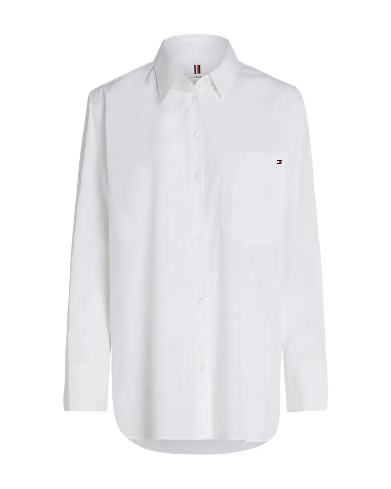 Tommy Hilfiger Damen Hemdbluse POPLIN EASY FIT SHIRT Oversized Fit Weiss