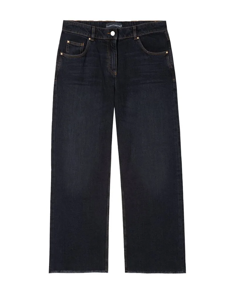 Luisa Cerano Damen Jeans WIDELEG-DENIM Schwarz