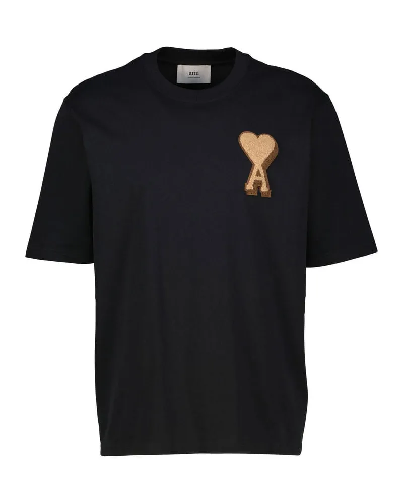 AMI Paris Herren T-Shirt aus Baumwolle Schwarz
