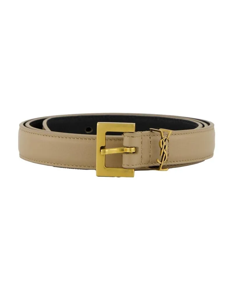 Saint Laurent Damen Gürtel aus Kalbsleder Beige