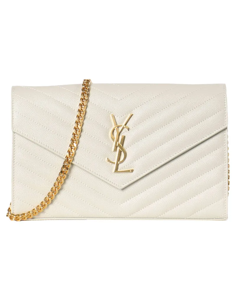 Saint Laurent Damen Umhängetasche aus Kalbsleder CASSANDRE Offwhite