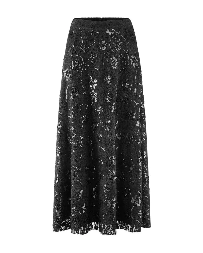 Riani Damen Maxirock mit Spitze Schwarz