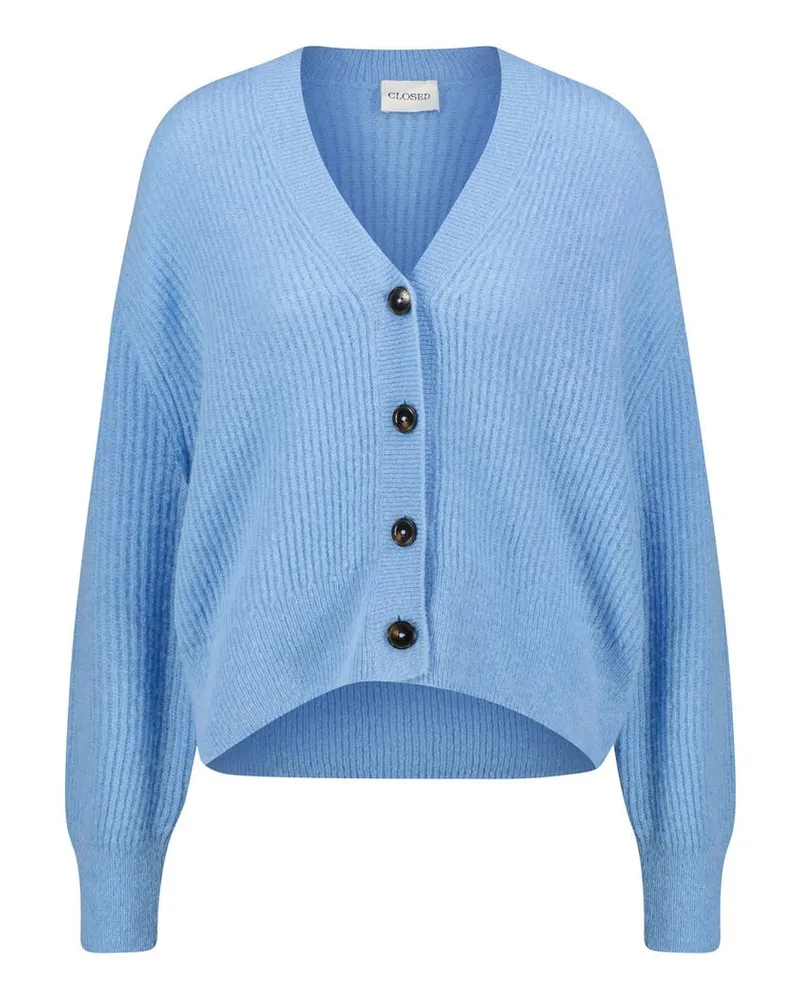 Closed Damen Strickjacke mit Alpaka und Wolle Blau