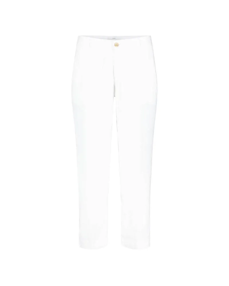MAC Jeans Damen Leinenhose NORA CROPPED Relaxed Fit verkürzt Weiss