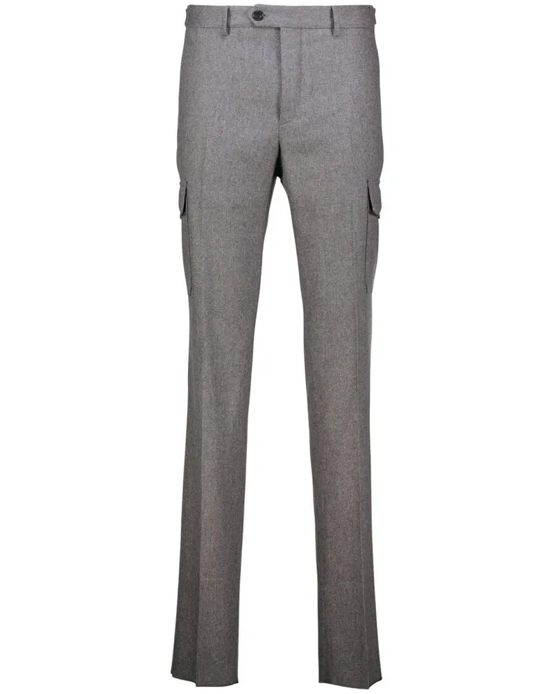 Incotex Herren Cargohose mit Wolle und Kaschmir Anthrazit