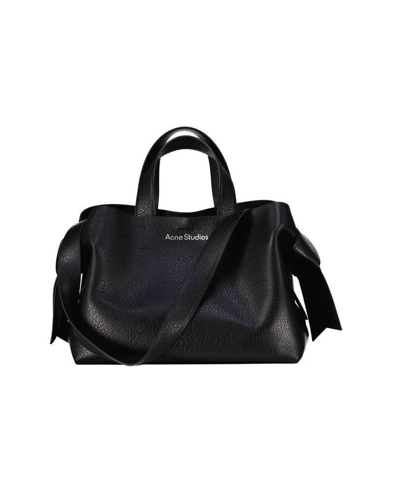 Acne Studios Damen Schultertasche Kalbsleder MUSUBI TOTE GRAINY Midi Schwarz