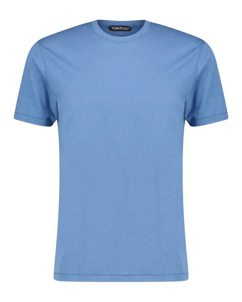 Tom Ford Herren T-Shirt aus Lyocell und Baumwolle Blau
