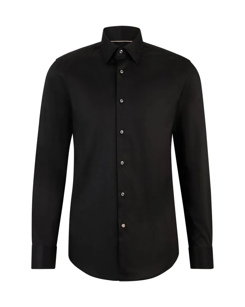 HUGO BOSS Herren Hemd H-HANK Slim Fit Schwarz