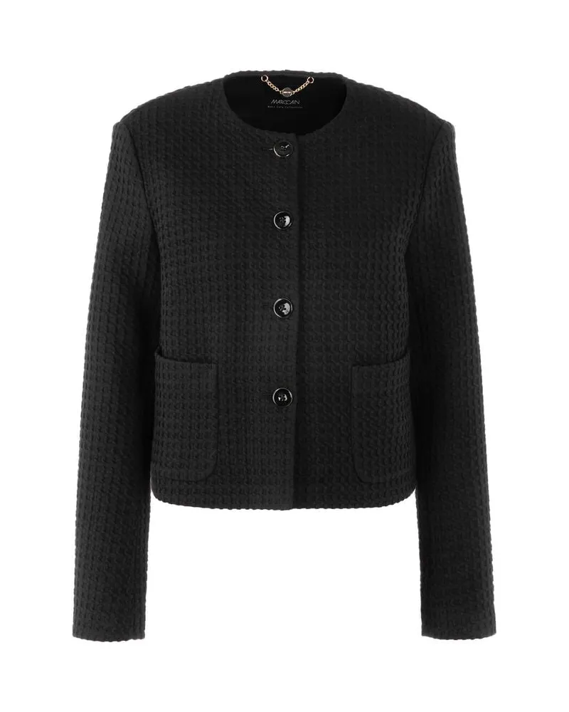 Marc Cain Damen Übergangsjacke aus Waffel-Piqué Schwarz