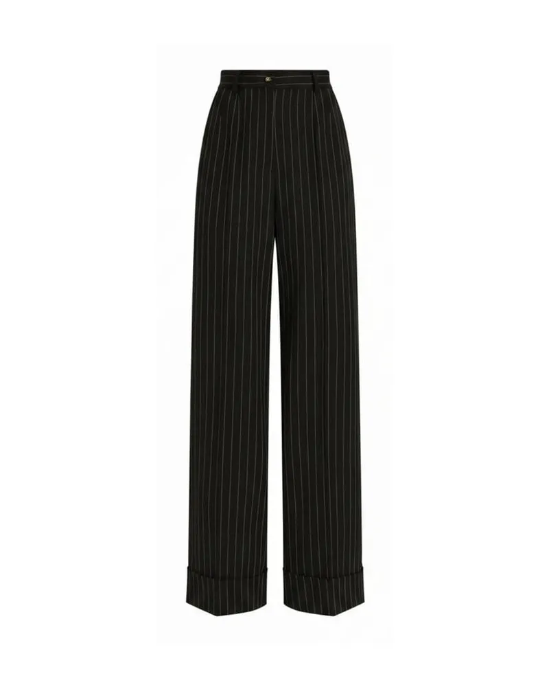 Dolce & Gabbana Damen Hose PINSTRIPE BI-STRETCH WOOL Schwarz
