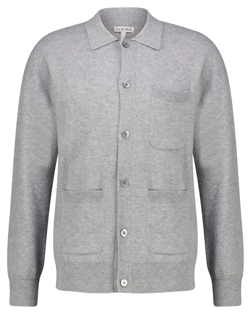Loewe Herren Strickjacke aus Wolle Grau