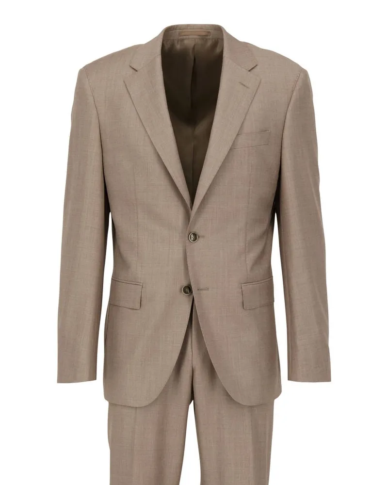 HUGO BOSS Herren Anzug aus Schurwolle L-HARVERS-2PCS Slim Fit Sand