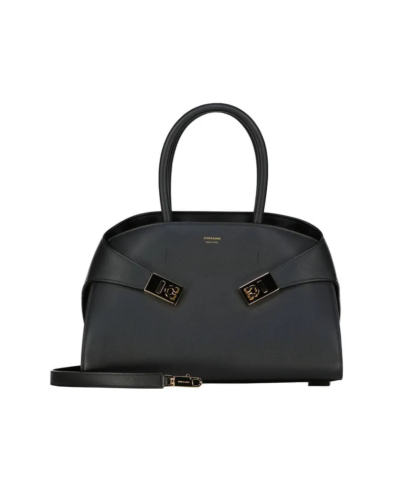 Ferragamo Damen Henkeltasche aus Leder HUG SOFT PICCOLO Schwarz