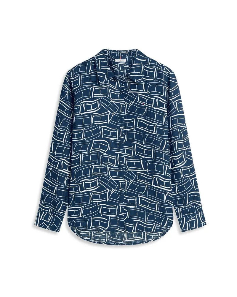Tommy Hilfiger Damen Bluse aus Leinen Regular Fit Navy
