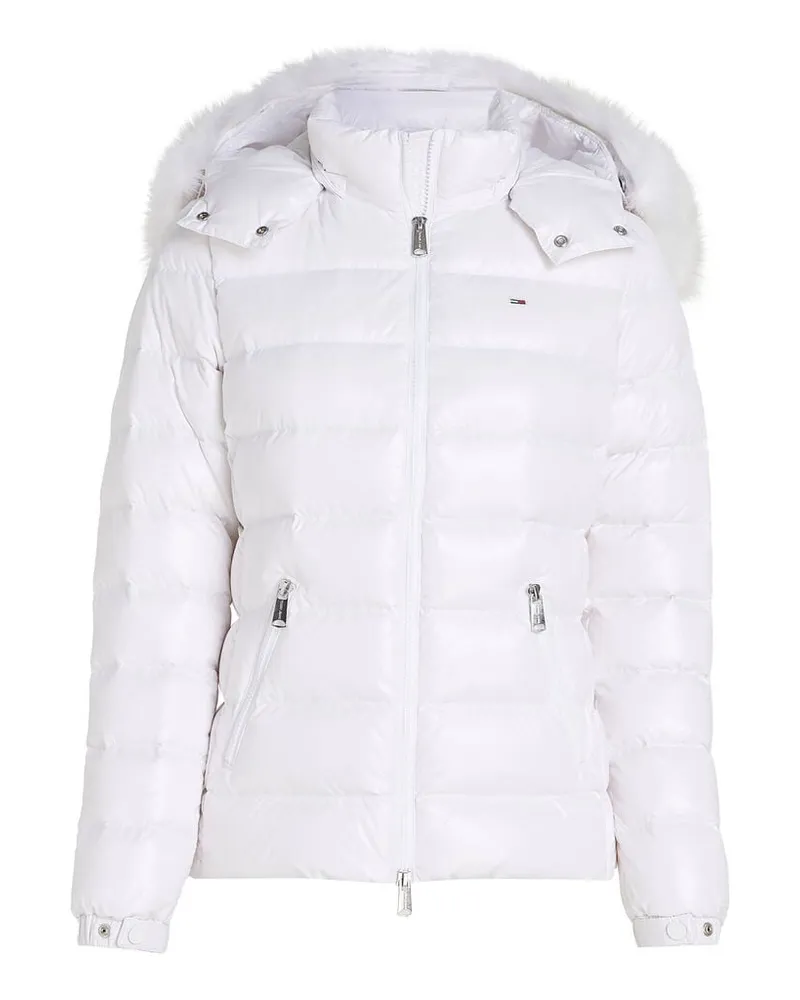 Tommy Hilfiger Damen Daunenjacke mit Kunstpelz und Kapuze Weiss