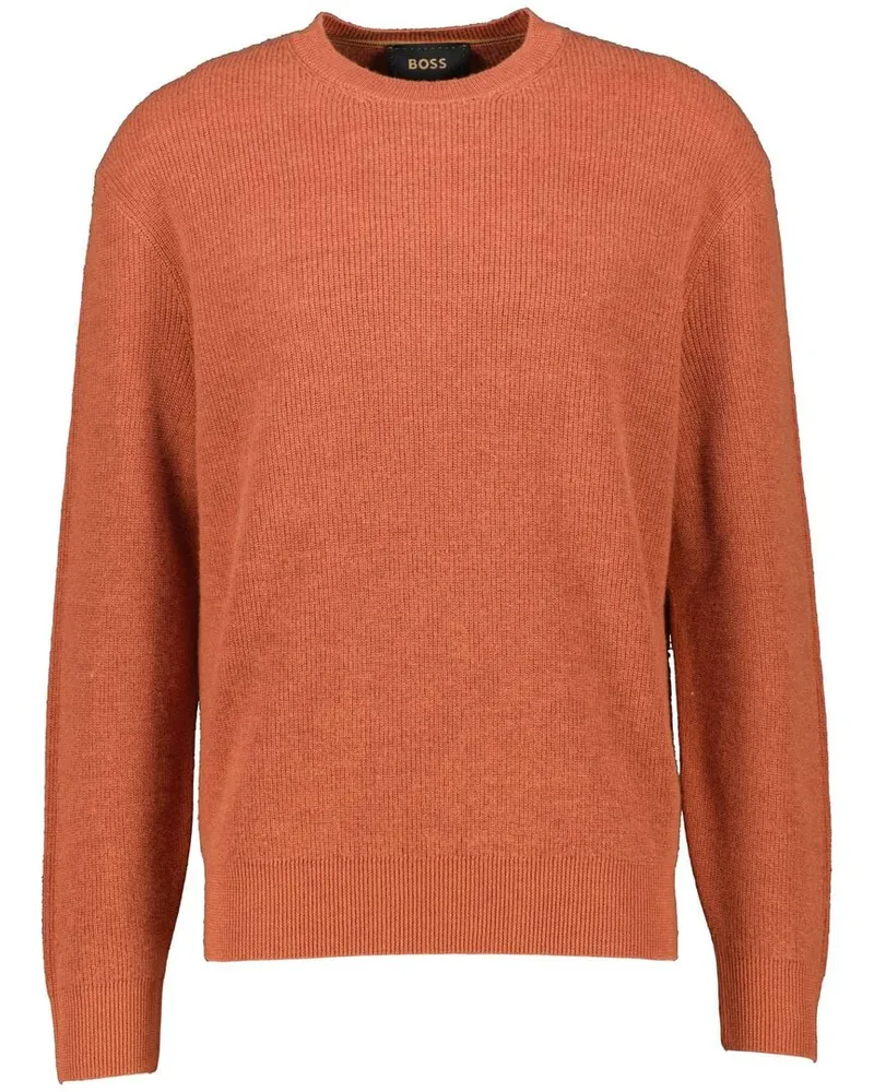 HUGO BOSS Herren Strickpullover aus Leinen und Kaschmir L-BISTRO Rot