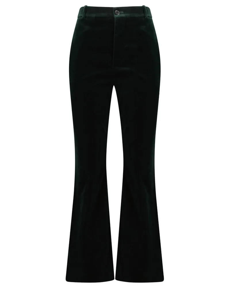 Saint Laurent Damen Hose aus Samt PANTALON Grün