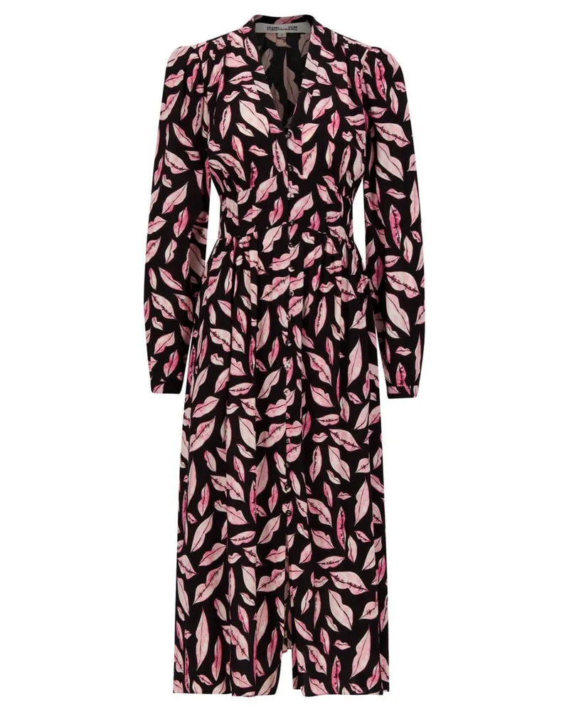 Diane von Furstenberg Damen Blusenkleid DVF ERICA L/S DRESS Braun