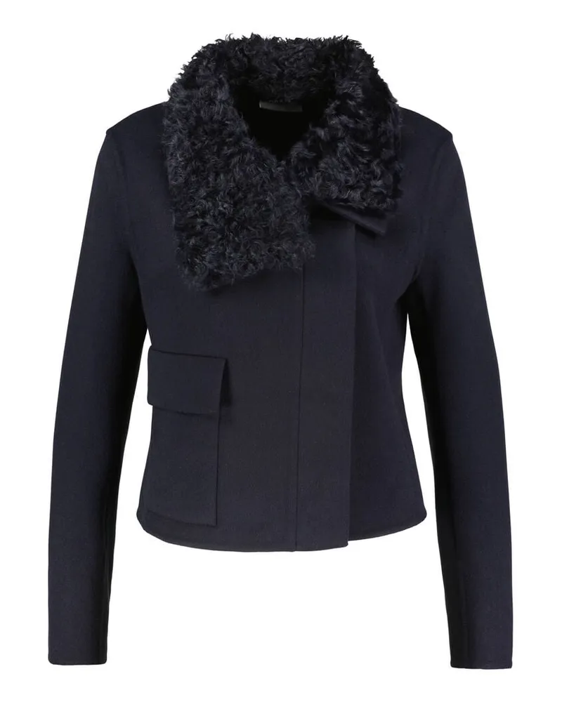 Akris Damen Kaschmirjacke mit Lammfellbesatz EDENA Marine