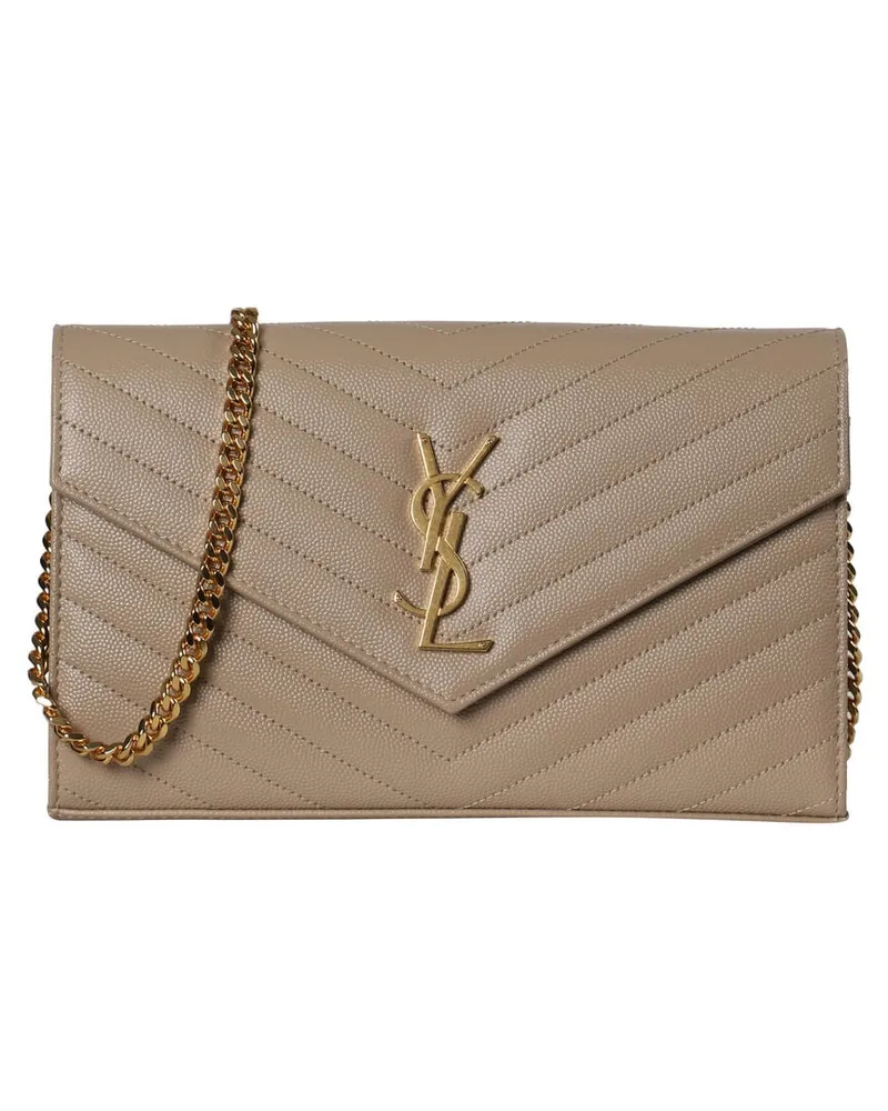 Saint Laurent Damen Umhängetasche aus Kalbsleder CASSANDRE Sand