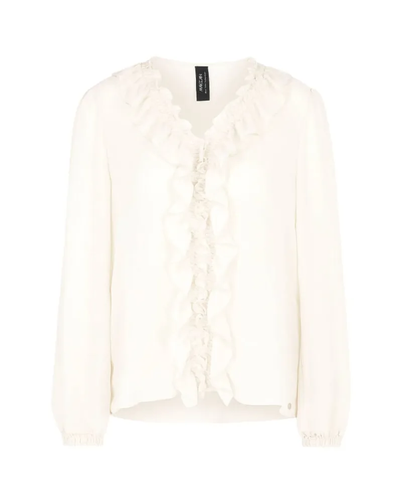 Marc Cain Damen Bluse mit Rüschen und Volants Weiss