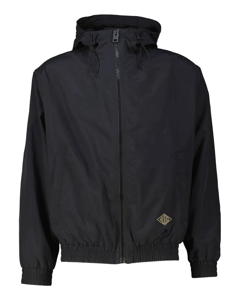 HUGO BOSS Herren Windbreaker mit Kapuze BENJI Regular Fit Schwarz