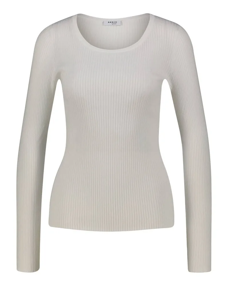 Akris Damen Feinstrickpullover aus Schurwolle Creme