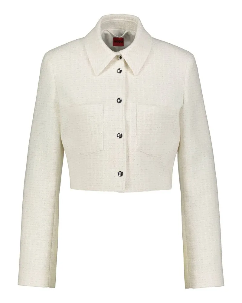 HUGO BOSS Damen Hemdjacke mit einer Bouclé-Struktur ANOUKA Regular Fit Grün