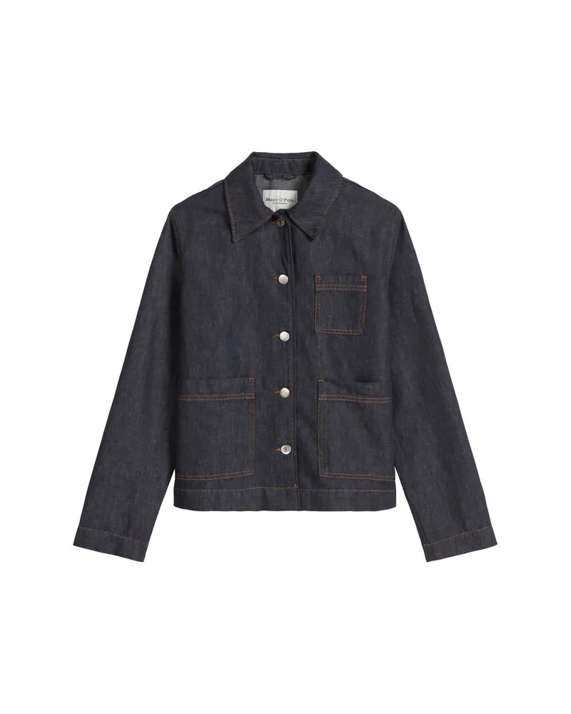 Marc O'Polo Damen Jeansjacke aus Baumwolle-Leinen-Mix Blue