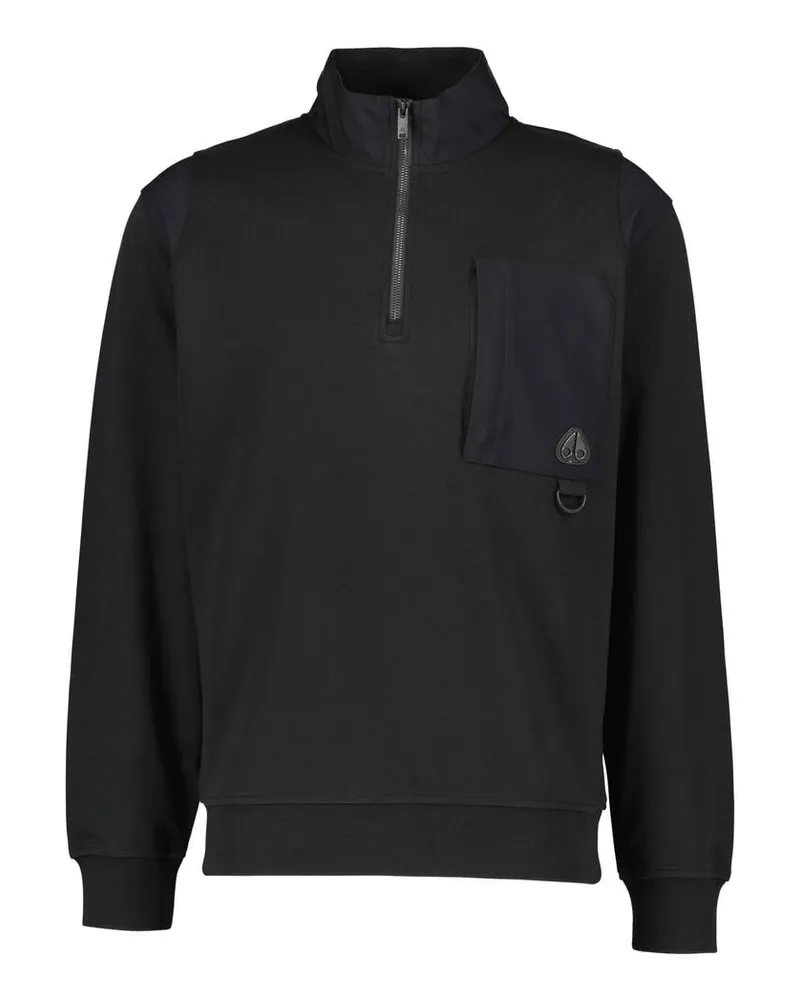 Moose Knuckles Herren Sweatshirt DALON 1/4 ZIP Schwarz