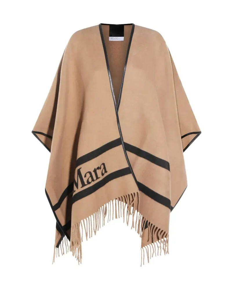 Max Mara Damen Poncho aus Wolle Camel