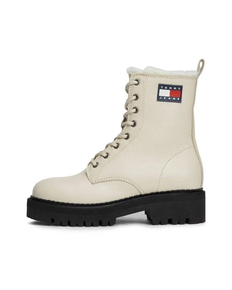 Tommy Hilfiger Damen Schnürboots TJW URBAN BOOT TUMBLED LTR WL Sand