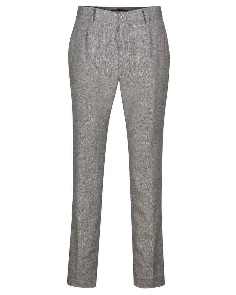 Alberto Herren Bundfaltenhose mit Wolle LOU-J-PL Regular Fit Grau