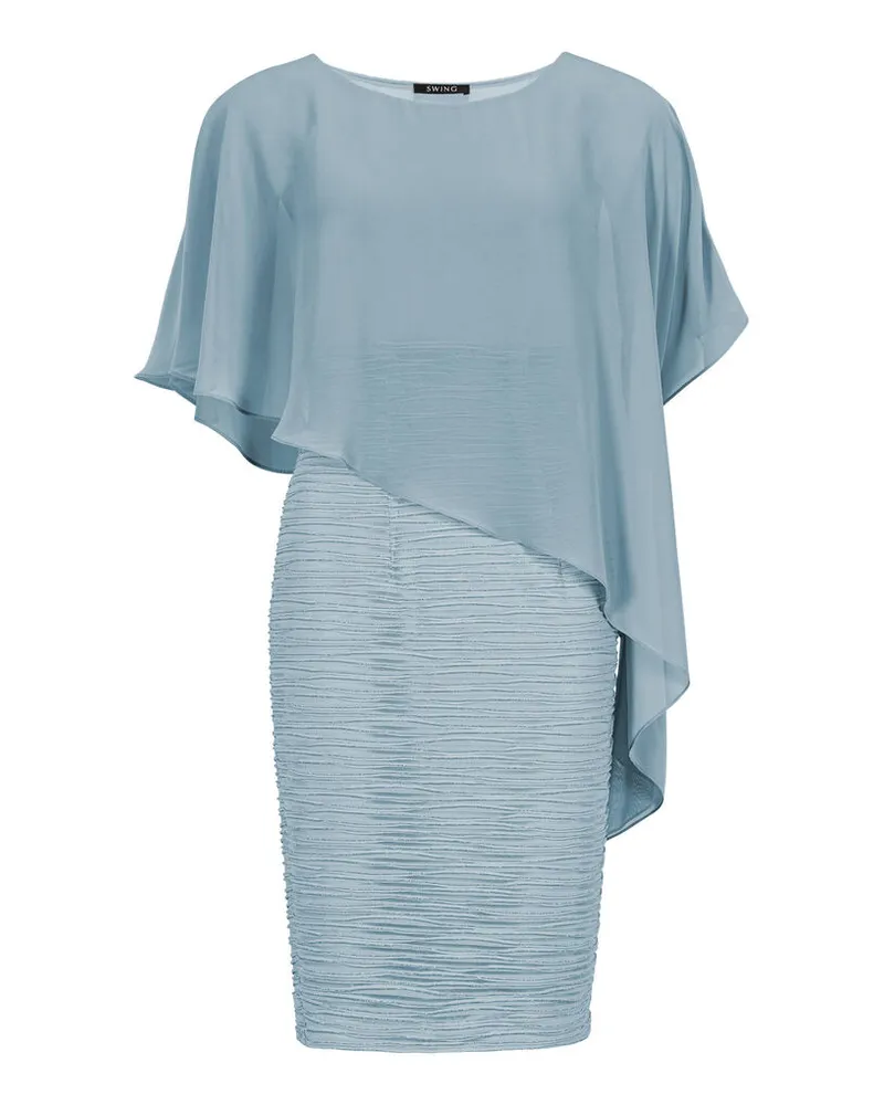 Swing Damen Cocktailkleid mit Überwurf Blau