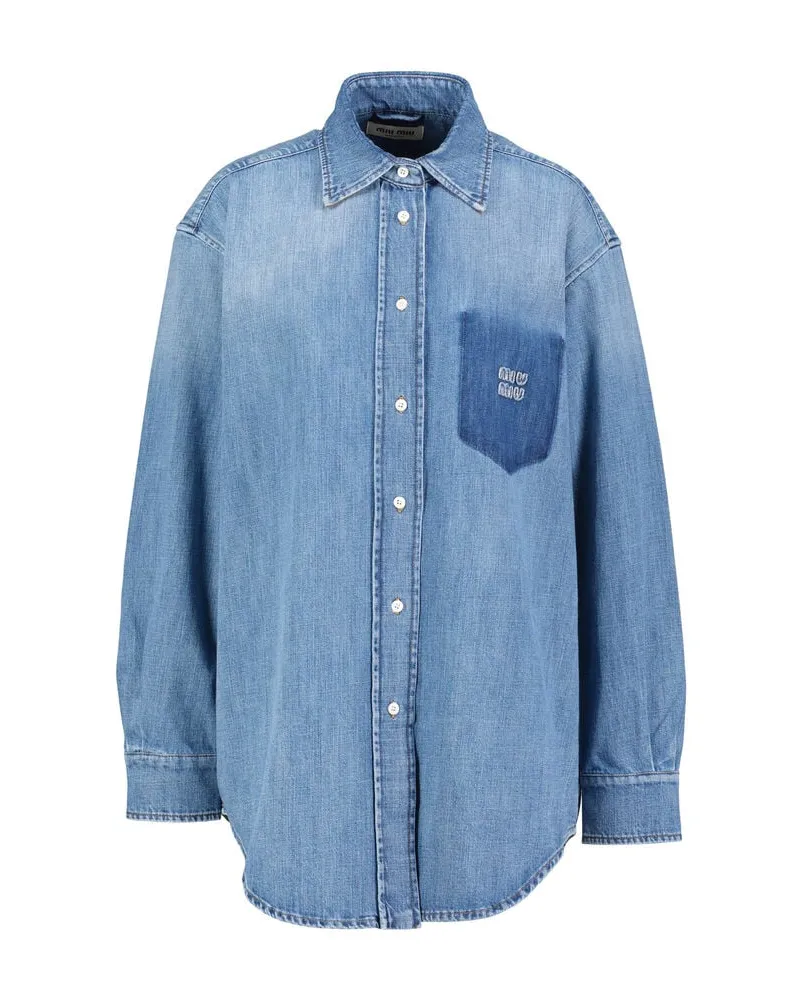 Miu Miu Damen Jeansbluse Oversized Fit Blue