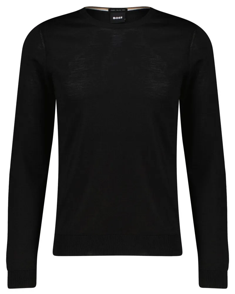 HUGO BOSS Herren Strickpullover aus Wolle LENO-P Schwarz