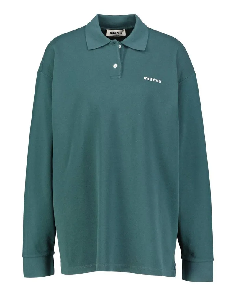 Miu Miu Damen Poloshirt aus Baumwolle Grün