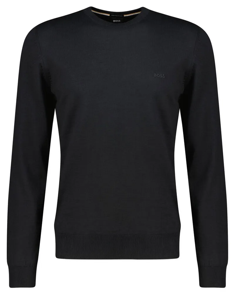 HUGO BOSS Herren Strickpullover BOTTO-L aus Schurwolle Schwarz