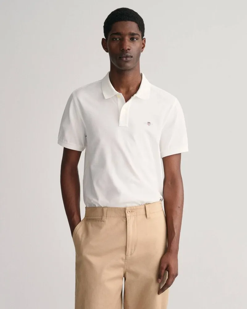 Gant Herren Pique-Poloshirt SHIELD Regular Fit Weiss