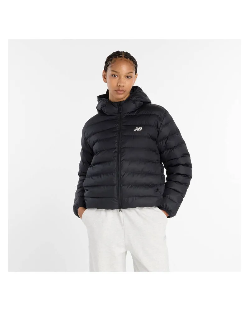 New Balance Damen Steppjacke mit Kapuze PUFFER Schwarz