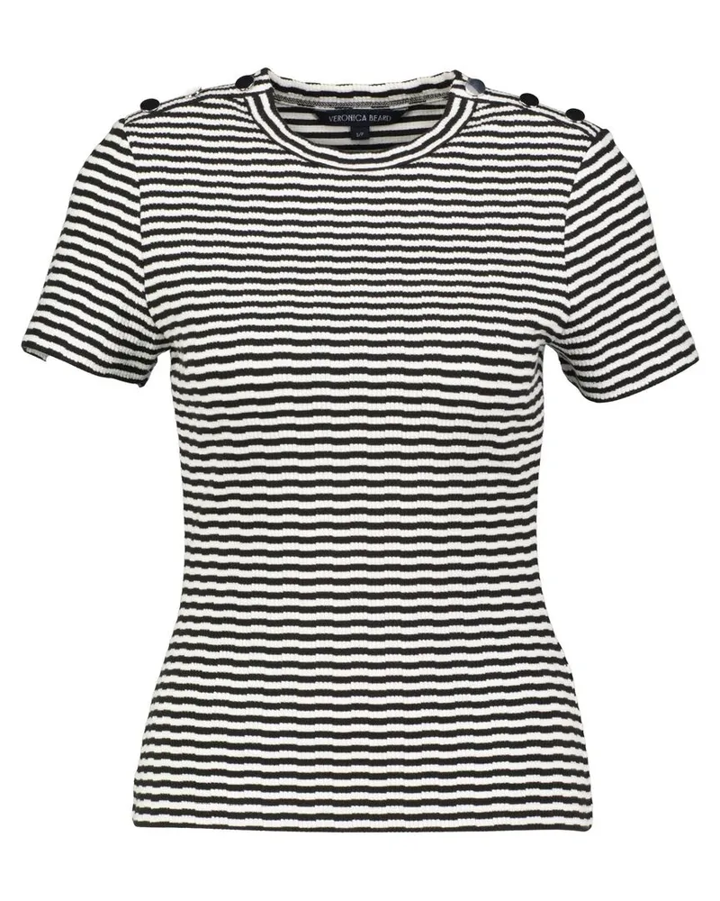 Veronica Beard Damen T-Shirt mit Zierknöpfen DRAYA Slim Fit Schwarz