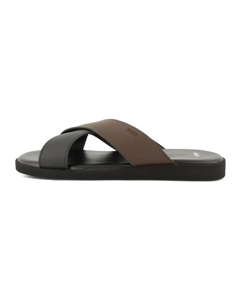 HUGO BOSS Herren Slides aus Kunstleder DARREL Schwarz