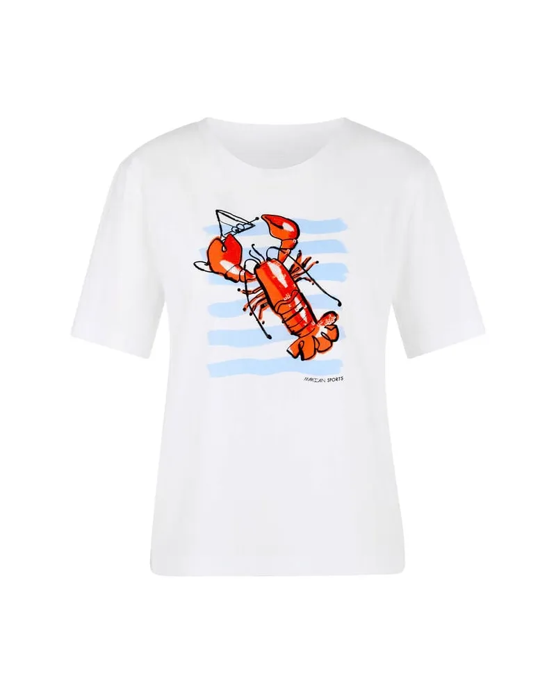 Marc Cain Damen T-Shirt aus Baumwolle Weiss