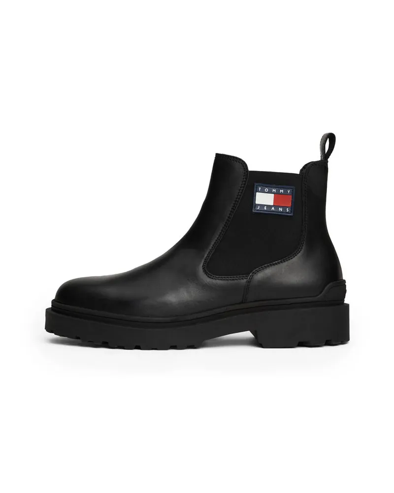 Tommy Hilfiger Herren Chelsea-Boots aus Leder Schwarz