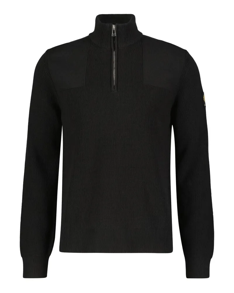 Belstaff Herren Strickpullover mit Troyerkragen COMMANDER Schwarz