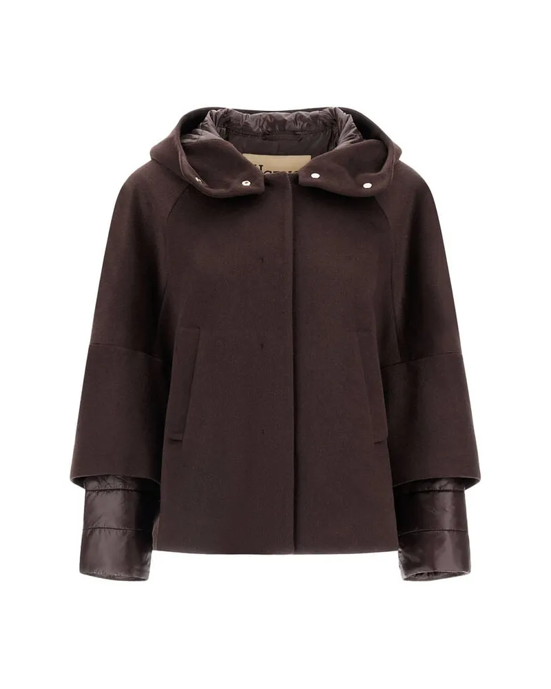 Herno Damen Cape aus Kaschmir und Nylon Ultralight Braun