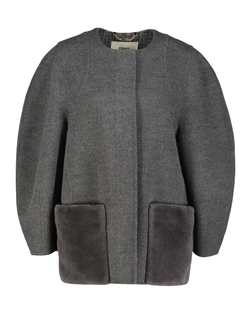 Fendi Damen Blouson aus Wolle und Kaschmir Grau