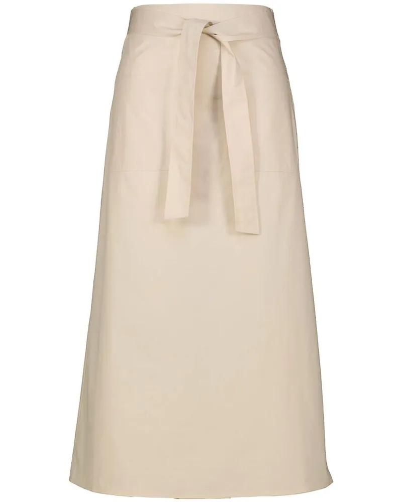 Totême Damen Midirock TIE WAIST aus Bio-Baumwolle Sand
