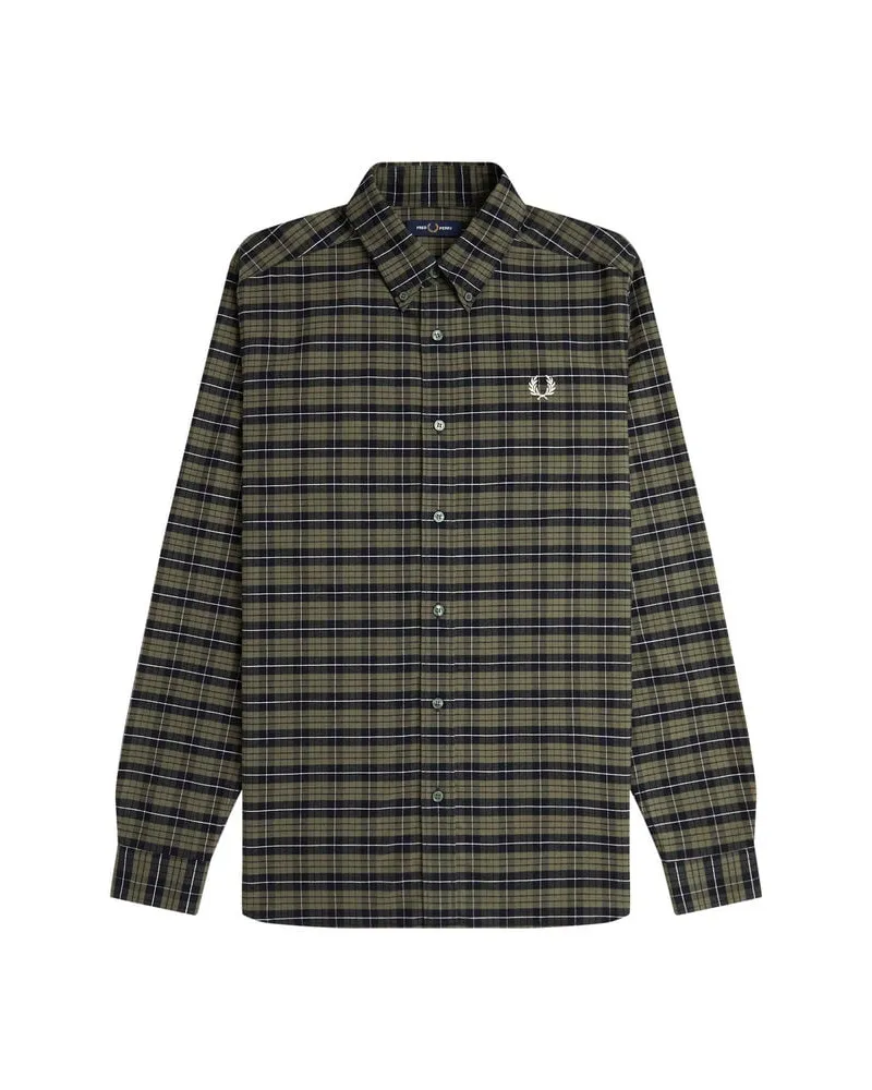 Fred Perry Herren Hemd BRUSHED OXFORD TARTAN SHIRT Grün