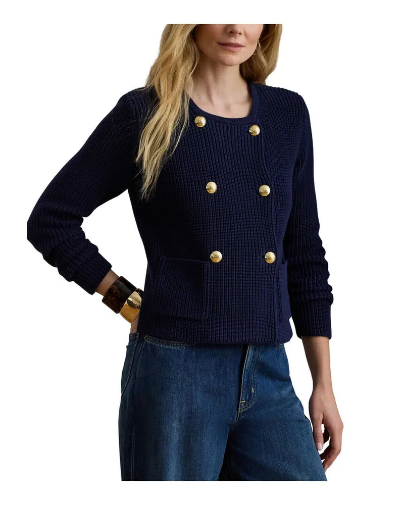 Ralph Lauren Damen Strickjacke aus Baumwolle Blau